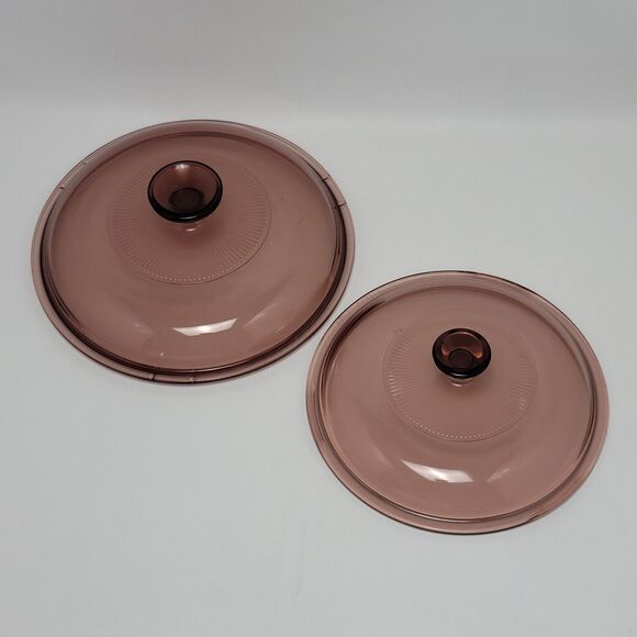 2 Vintage Pyrex Corning Ware Visions Cranberry Lid Replacement V1.5C And V2.5C - Picture 1 of 9